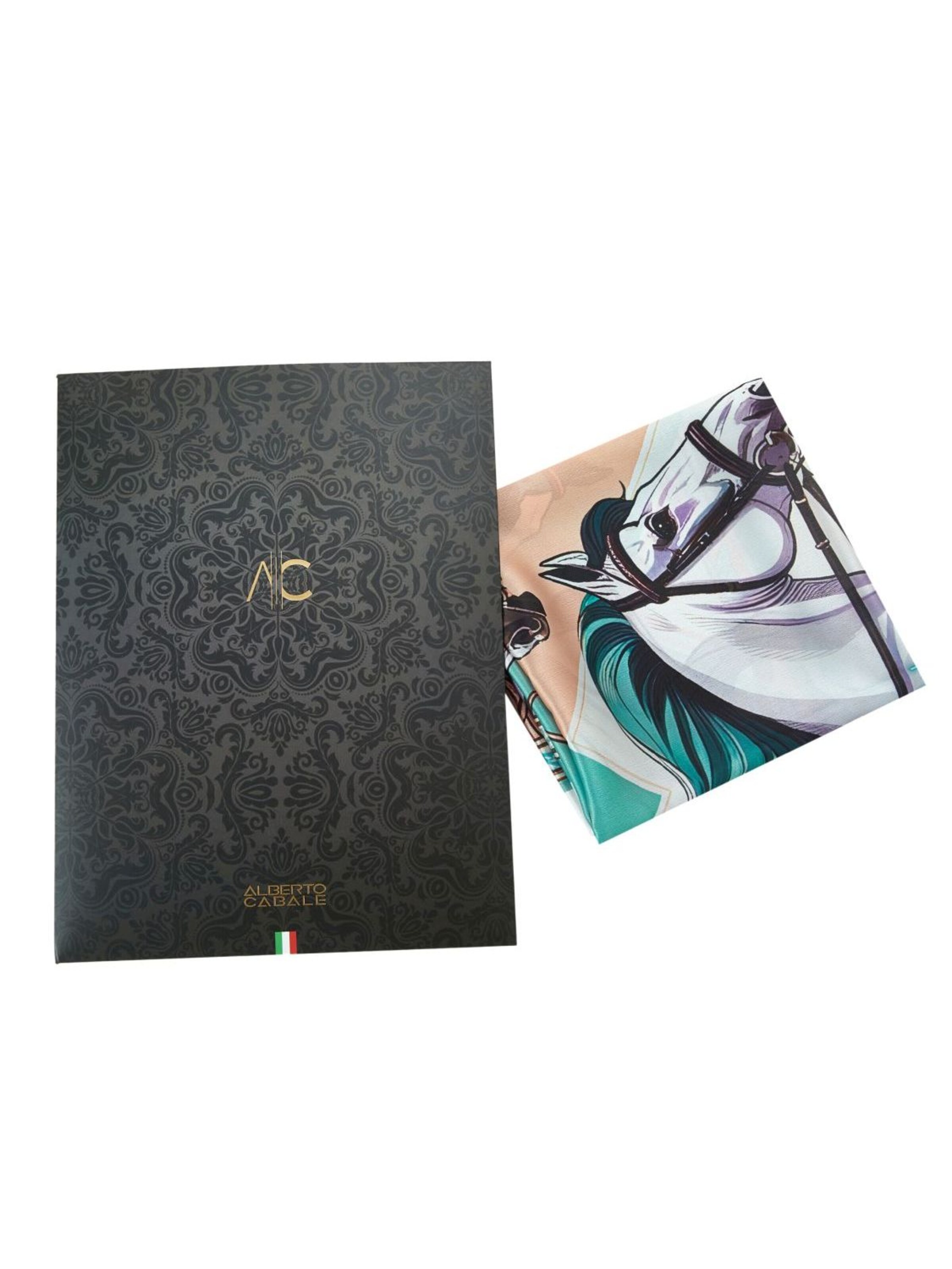 alberto cabale Sjaal 'Petit carré de soie Spring Horse Cléo' in Groen