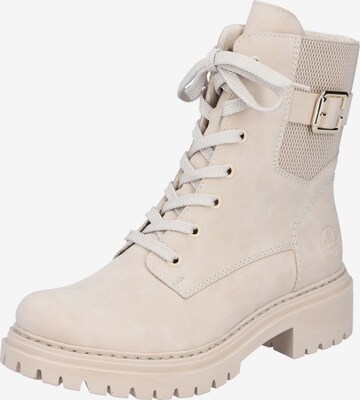 Rieker Lace-Up Ankle Boots in Beige: front
