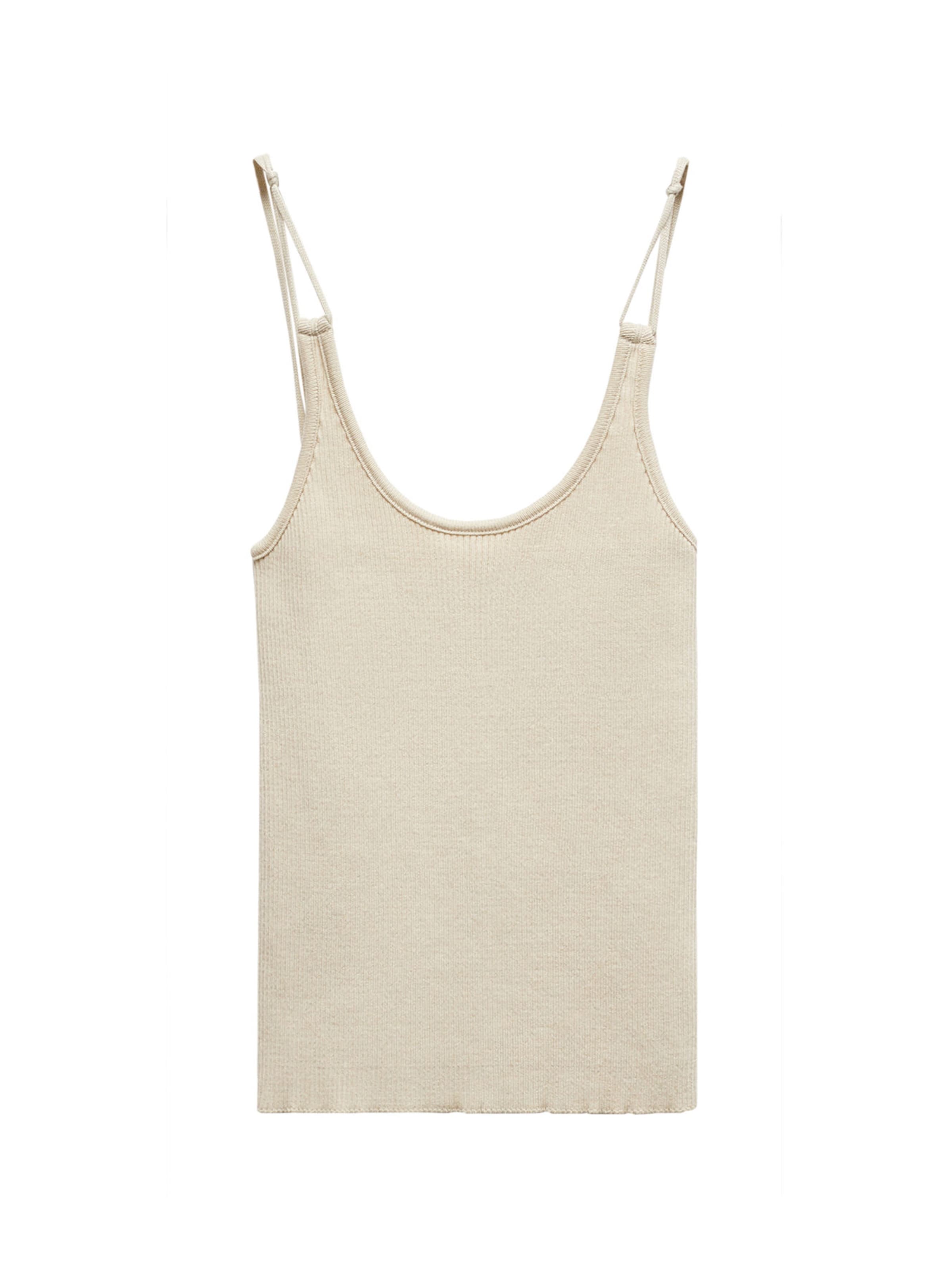 MANGO Knitted Top 'Cometa' in Beige: front
