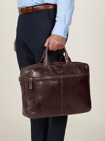 Howard London - Bolsa para portátil 'Laptop Bag Frank Dark Brown' en marrón