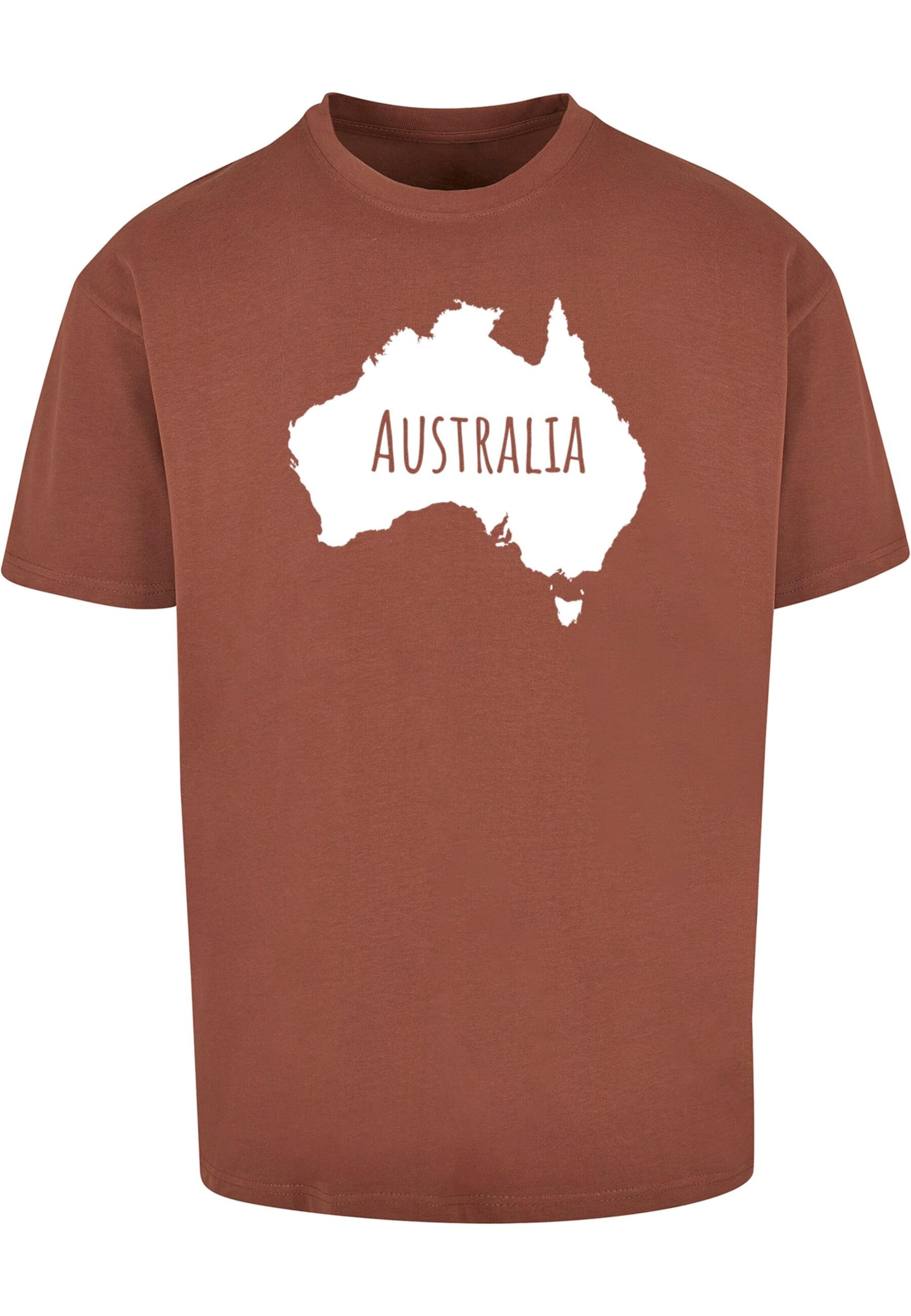 Merchcode T-Shirt 'Australia X' in Braun: Vorderseite