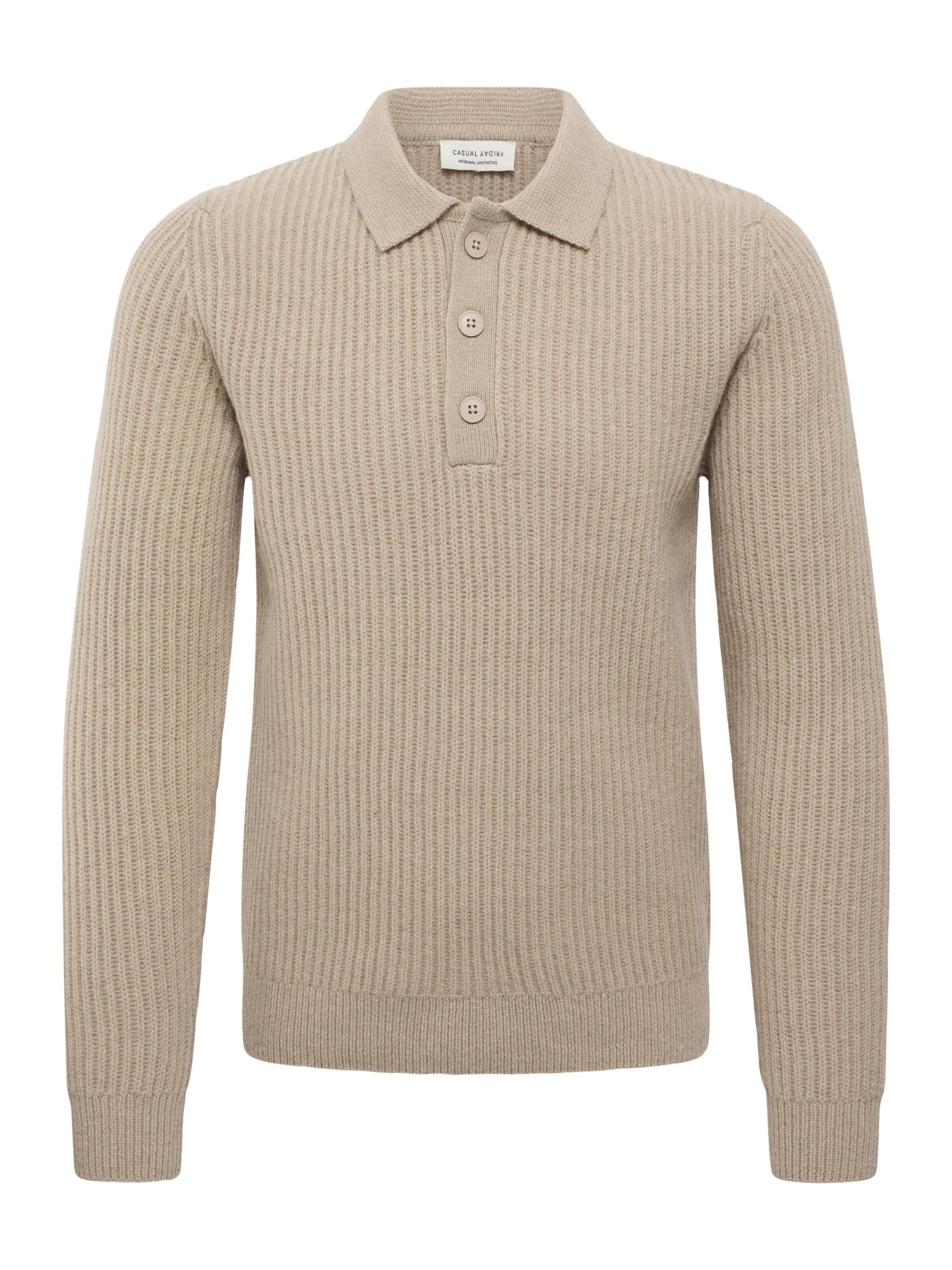 Casual Friday - Jersey 'CFAlbret Polo Knit' en beige: frente