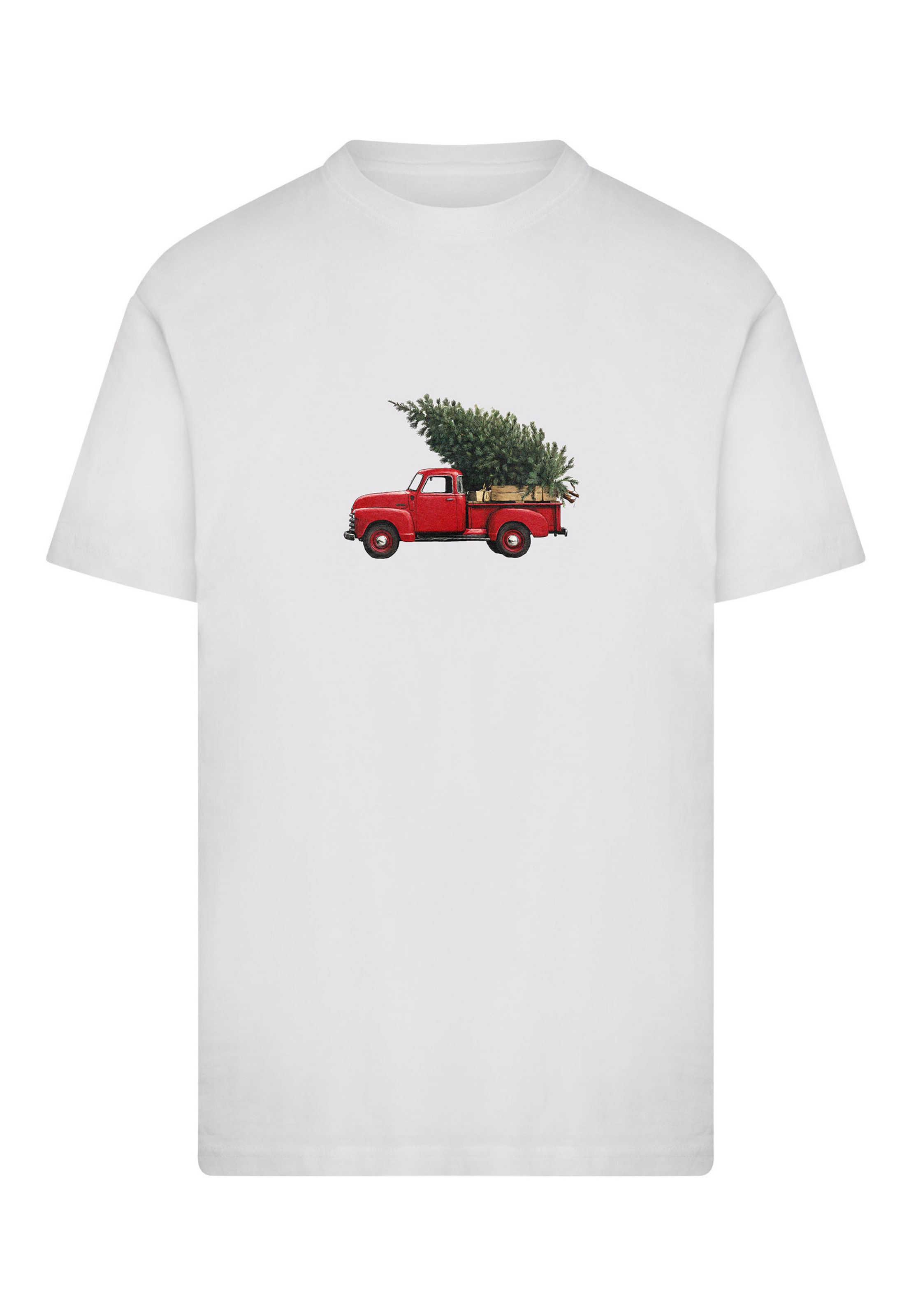 Mister Tee Shirt 'Christmas Tree Pickup' in Wit: voorkant