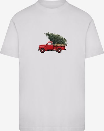 Mister Tee Shirt 'Christmas Tree Pickup' in Wit: voorkant