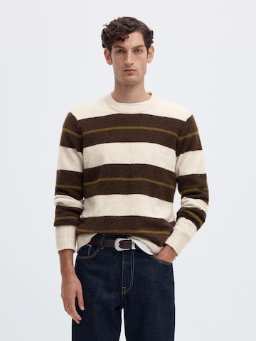 Pull-over 'SLHRAI' SELECTED en beige : devant