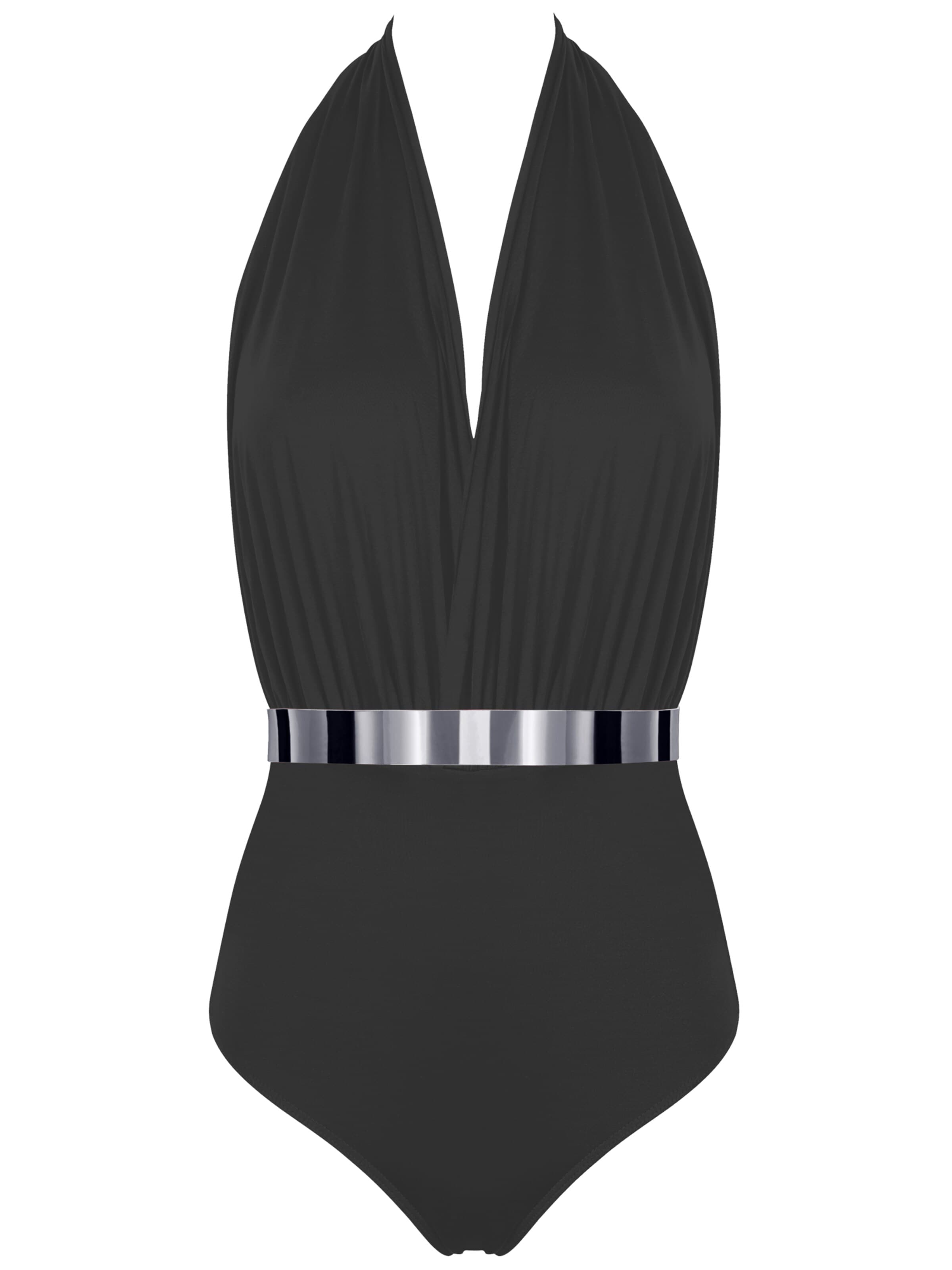 SEA ME SWIM High neck Swimsuit 'ST. TROPEZ Silver Edition' in Black: front