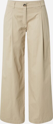 Monki Loosefit Bandplooibroek in Beige: voorkant