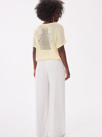 Blue Shadow Wide leg Pants in Beige