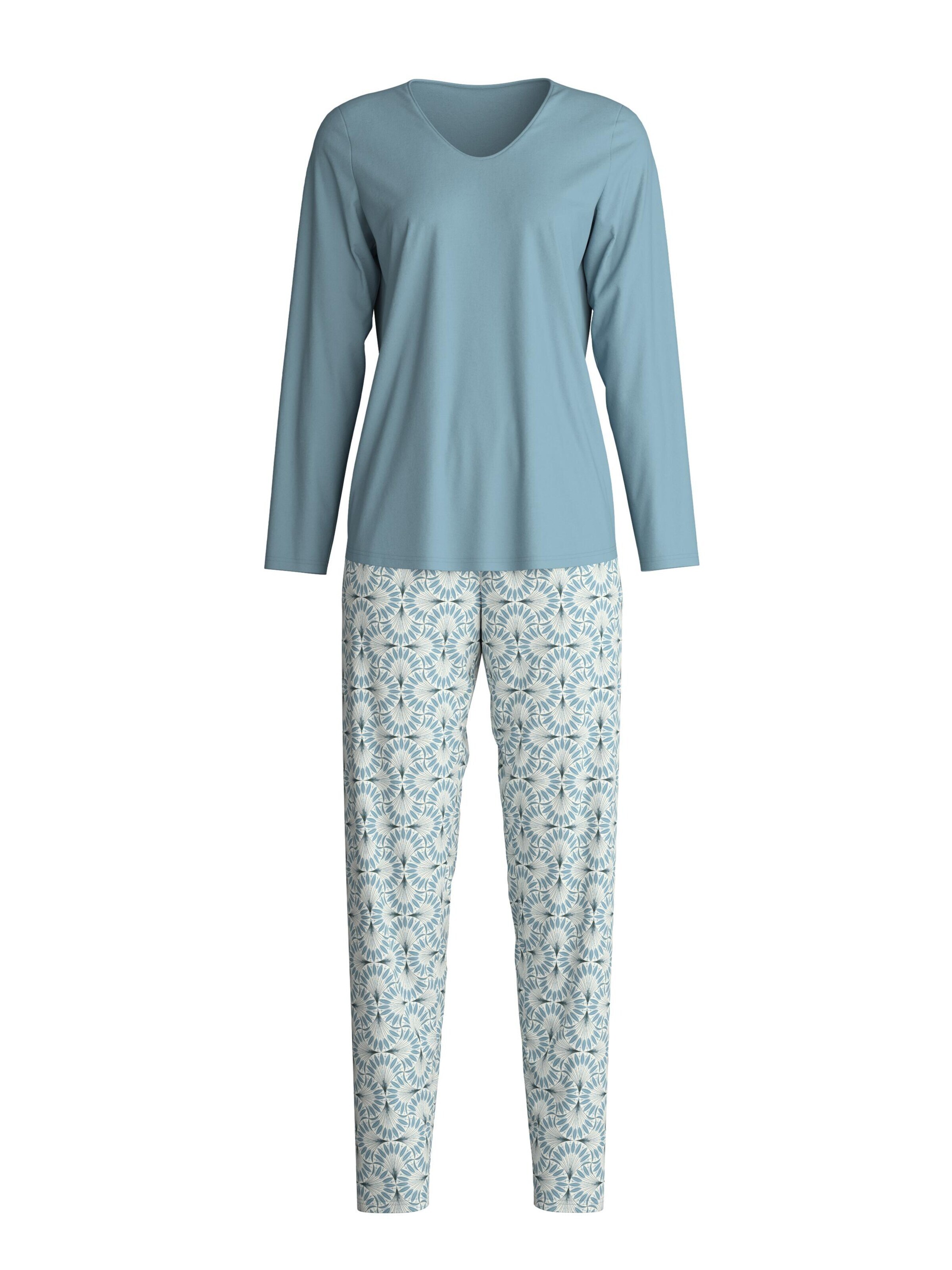 CALIDA Pyjama 'Ornament Nights'‌‌‌‌ in Blau: Vorderseite