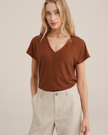 WE Fashion Shirt in Bruin: voorkant