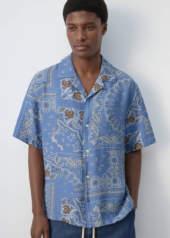 MANGO MAN Regular Fit Hemd 'Madras' in Blau: Vorderseite