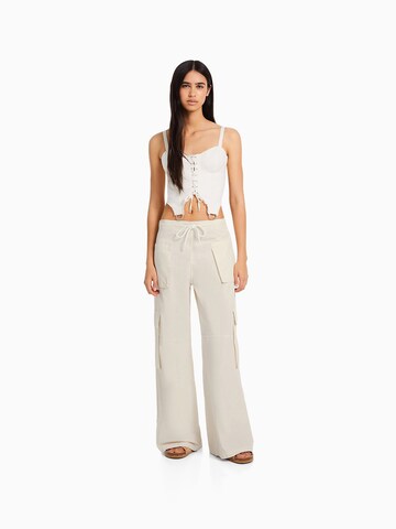 Bershka Wide Leg Cargojeans i beige