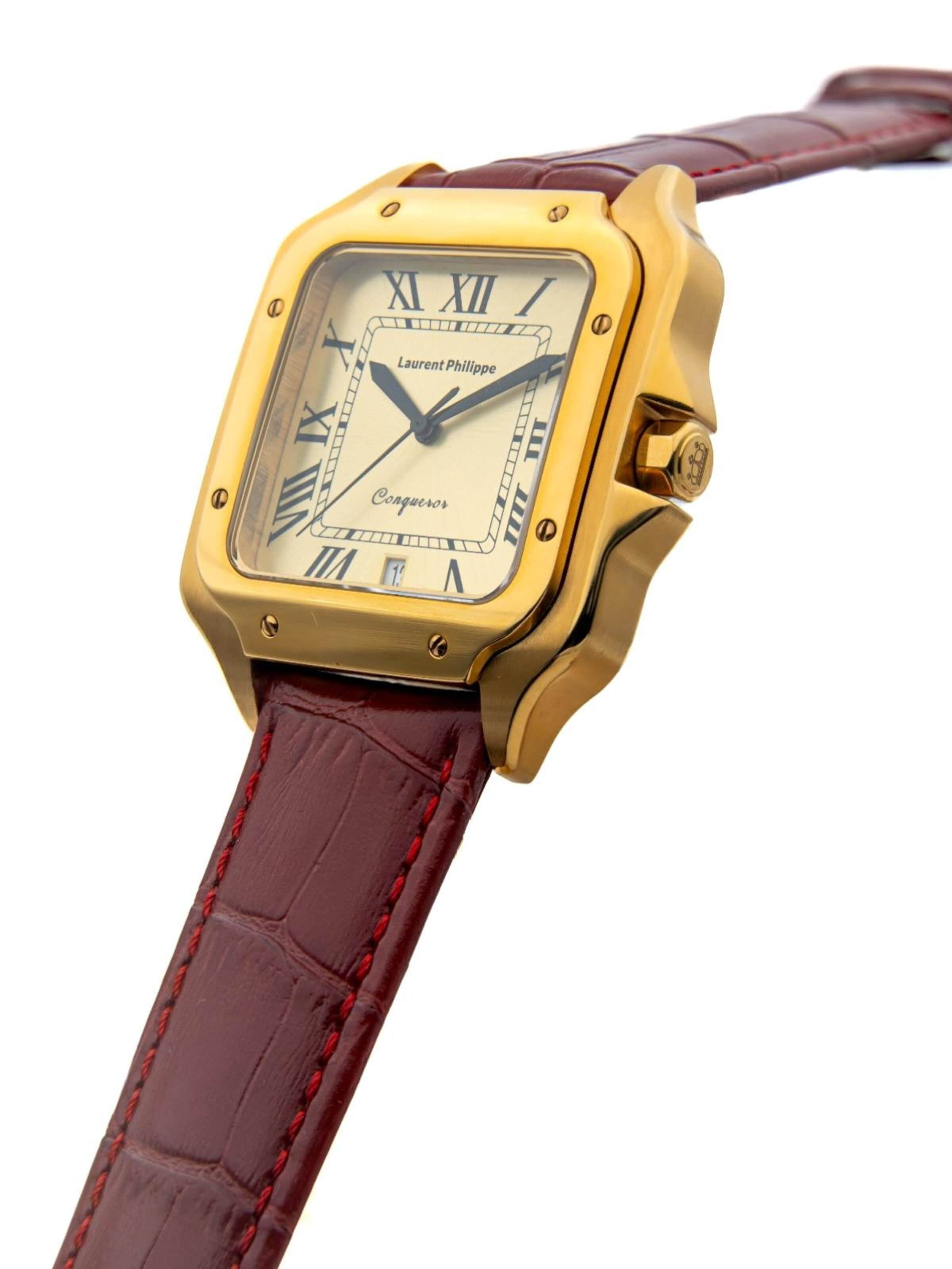 Laurent Philippe - Reloj analógico 'Conqueror The Golden Eye – Rouge Sauvage' en rojo