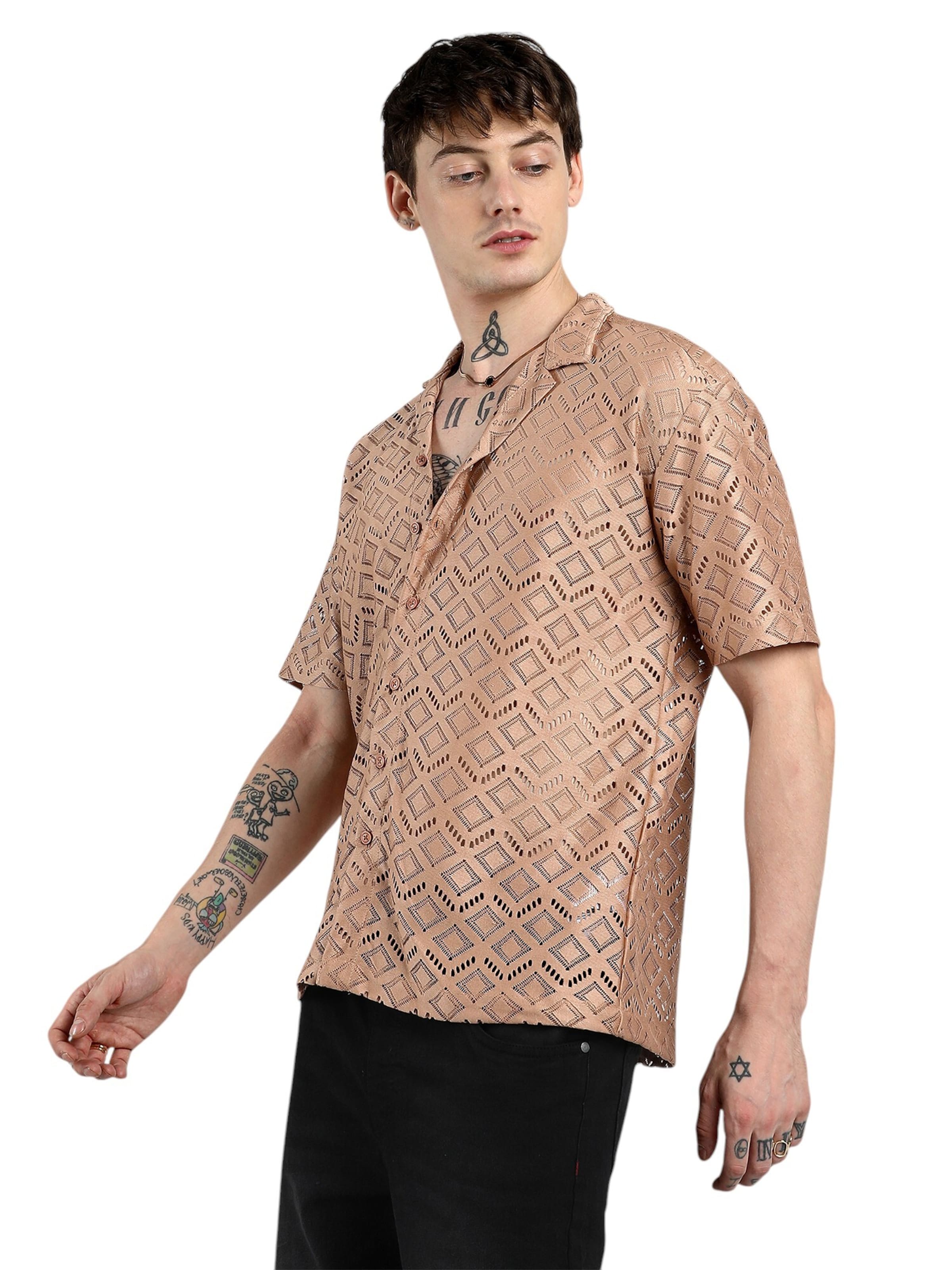 Campus Sutra Средняя посадка Рубашка 'Tamsyn' в Коричневый