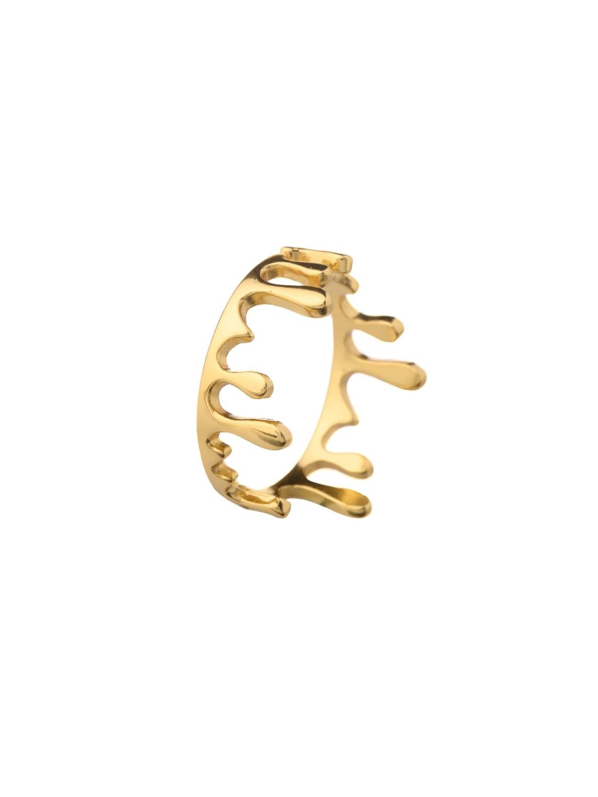 THE GEM STORIES JEWELRY - Anillo 'Sterling Silver  Water Drop Crown Free Size Ring' en oro: frente
