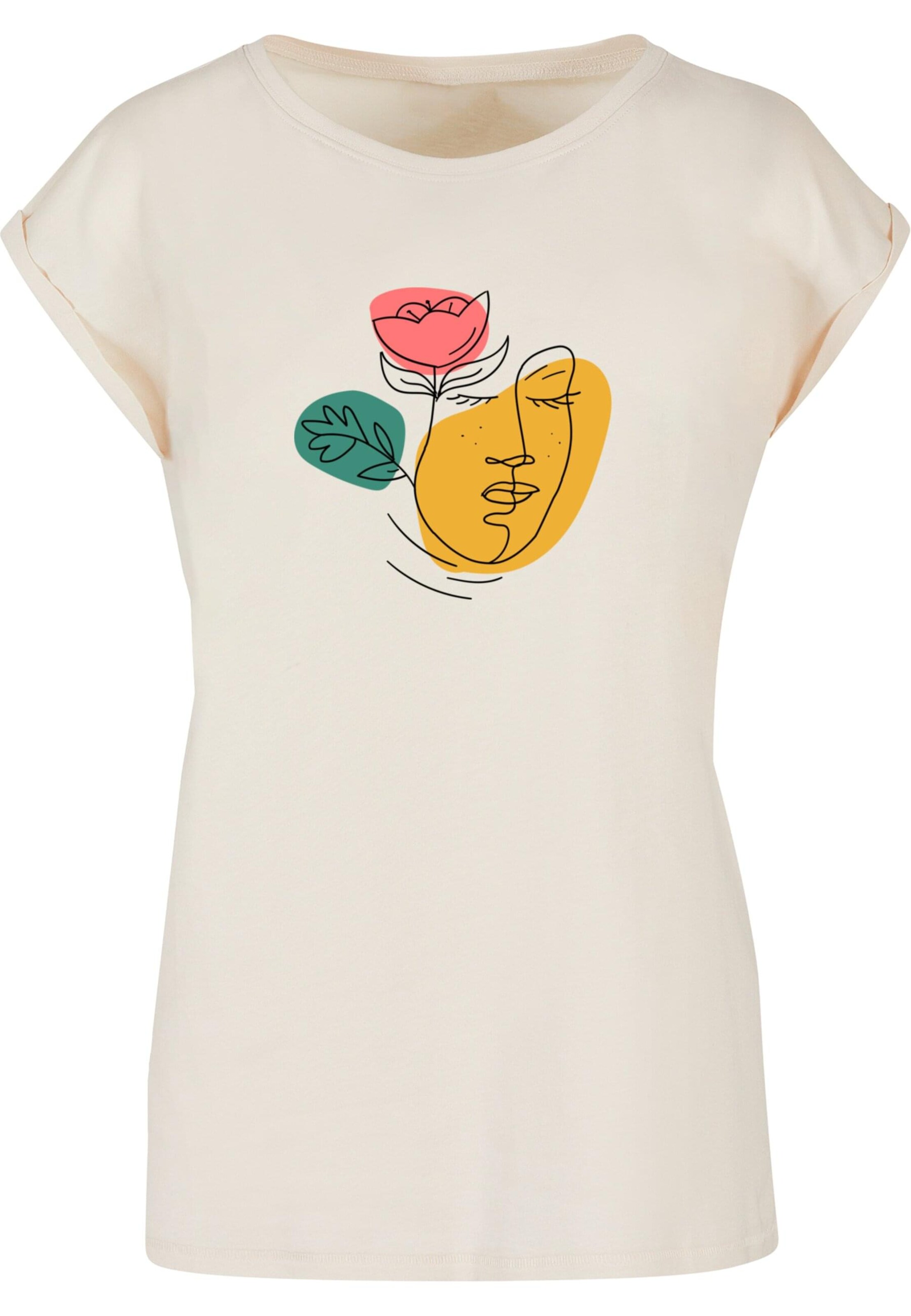 T-shirt 'Woman And Flower' Merchcode en beige : devant