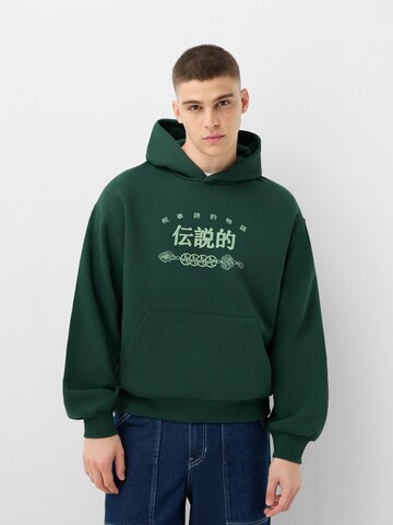 Sweat-shirt Bershka en vert : devant