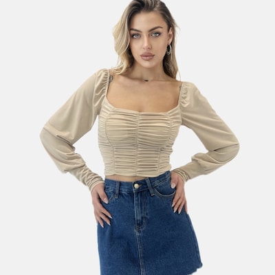 Elara T-shirt en beige, Vue avec produit