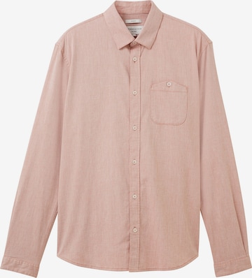TOM TAILOR DENIM Regular fit Button Up Shirt in Brown: front