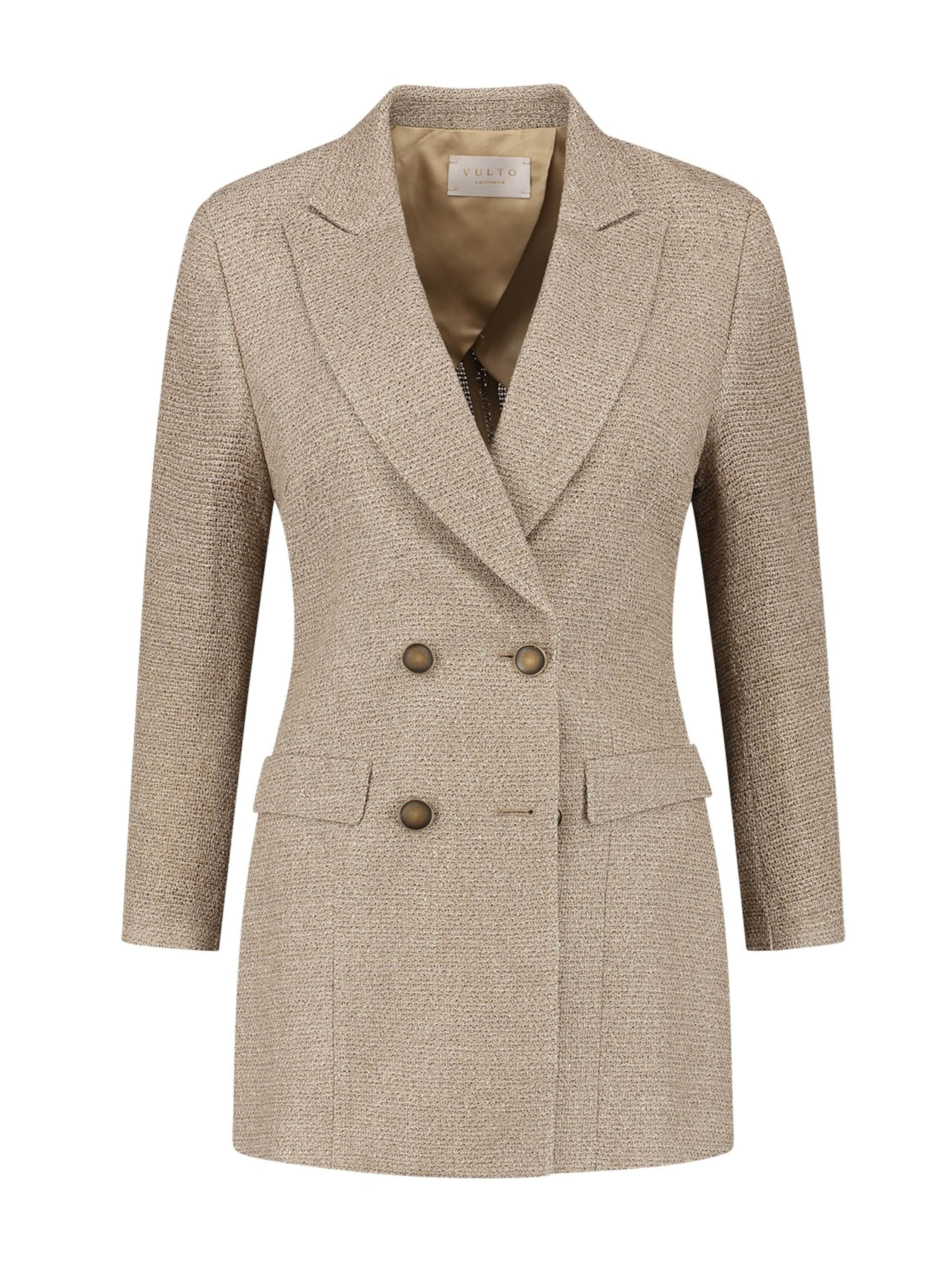 Vulto Blazers 'Silk Bouclé Jacket' in Beige: voorkant