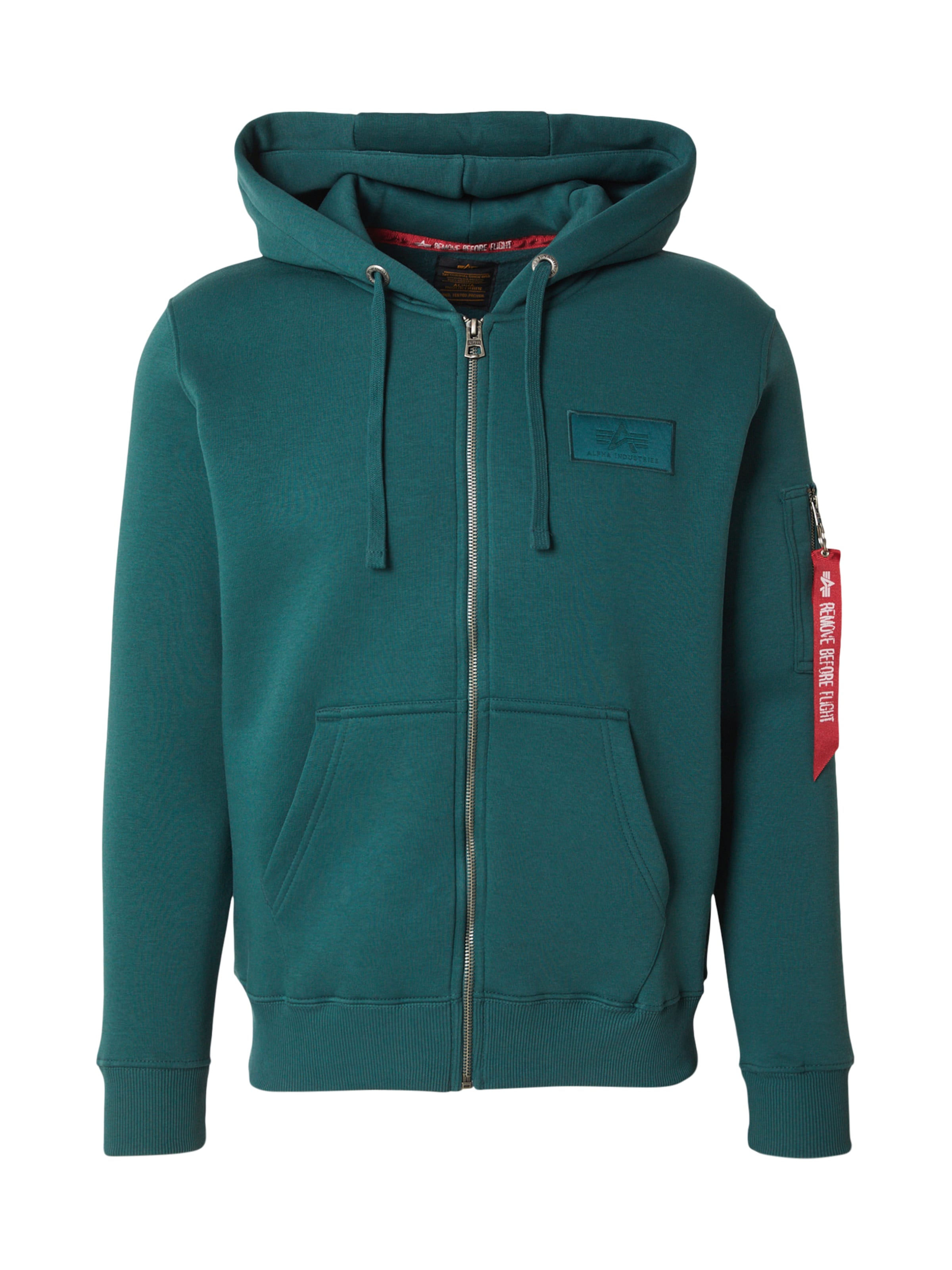 ALPHA INDUSTRIES Sweatjacke in Grün: Vorderseite