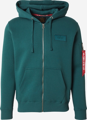 ALPHA INDUSTRIES Sweatjacke in Grün: Vorderseite