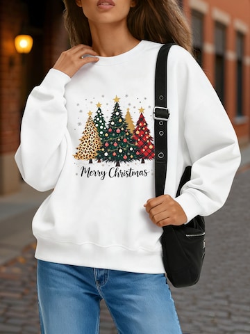 GORHEY Trui 'Crew neck sweater mit Christmas Print' in Wit: voorkant