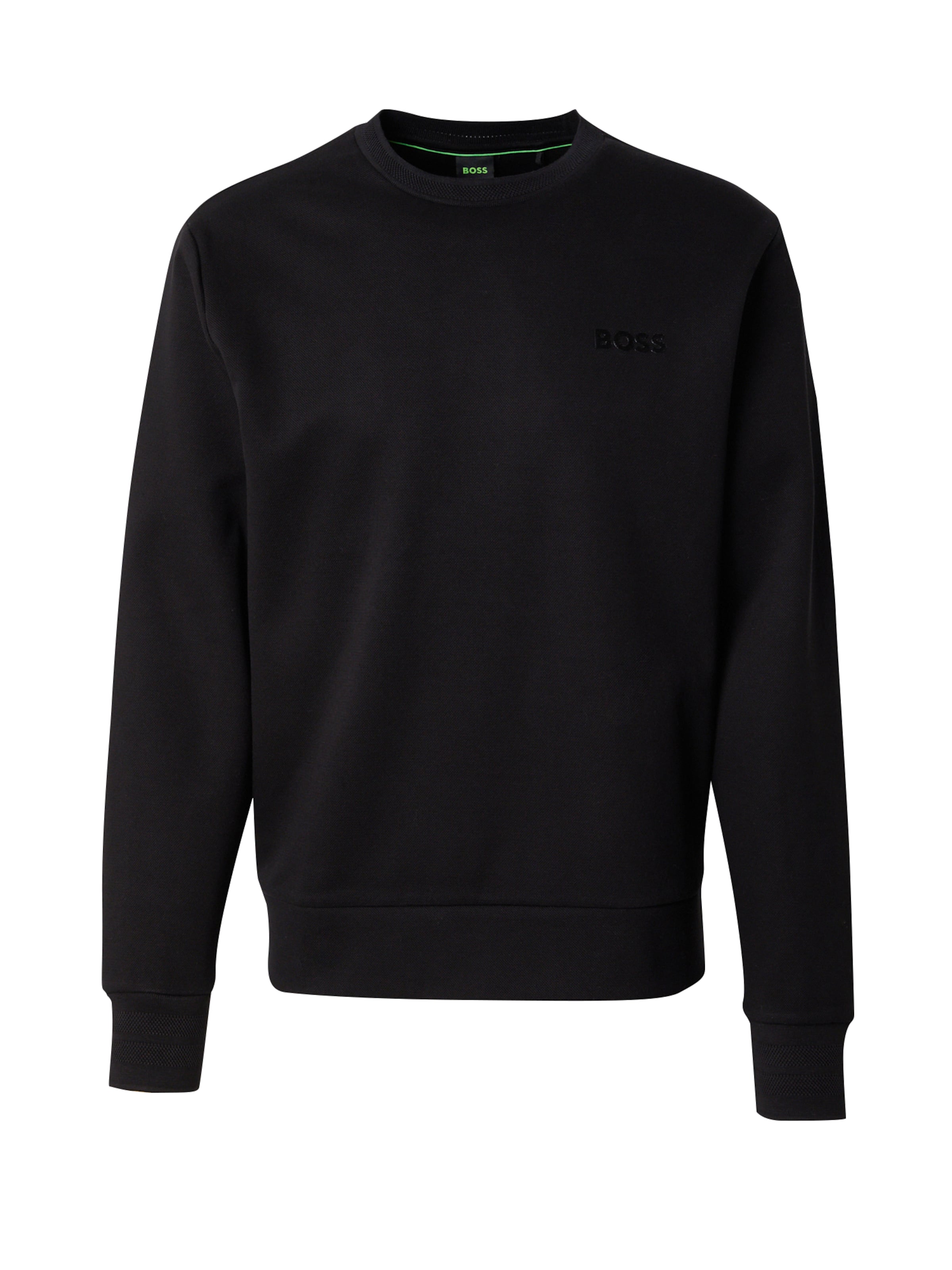 Bluză de molton 'Salbo Mirror' de la BOSS pe negru: față