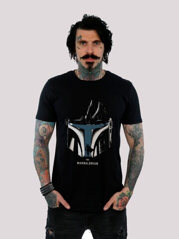 F4NT4STIC T-Shirt 'Star Wars The Mandalorian Helmet Silhouette' in Schwarz: Vorderseite