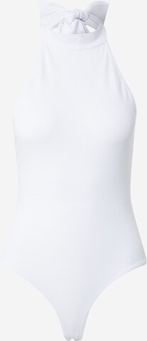 KENDALL + KYLIE Shirt Bodysuit in White: front