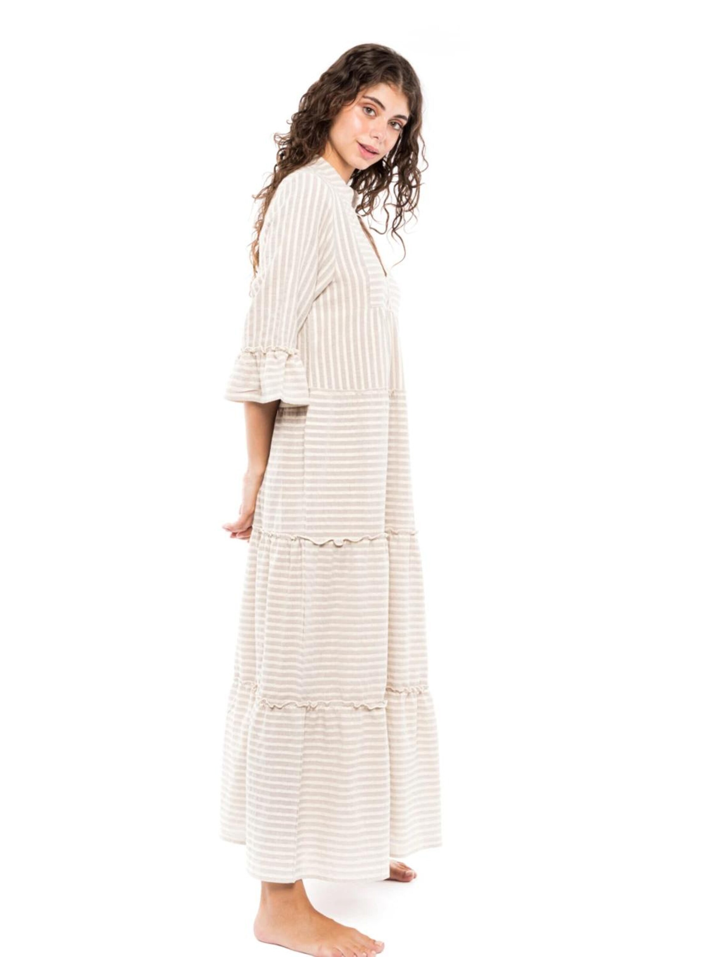 Pink Label Καλοκαιρινό φόρεμα 'BEACHWEAR SAND STRIPE' σε μπεζ