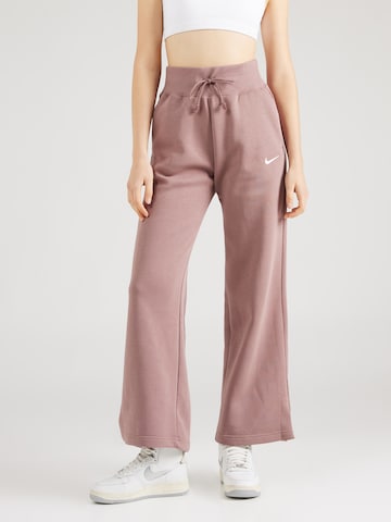 NIKE Wide leg Broek 'Phoenix Fleece' in Lila: voorkant