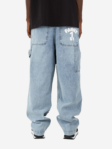 FAMILY 1ST FAMILY 4EVER Wide Leg Jeans 'Hard Working' in Blau