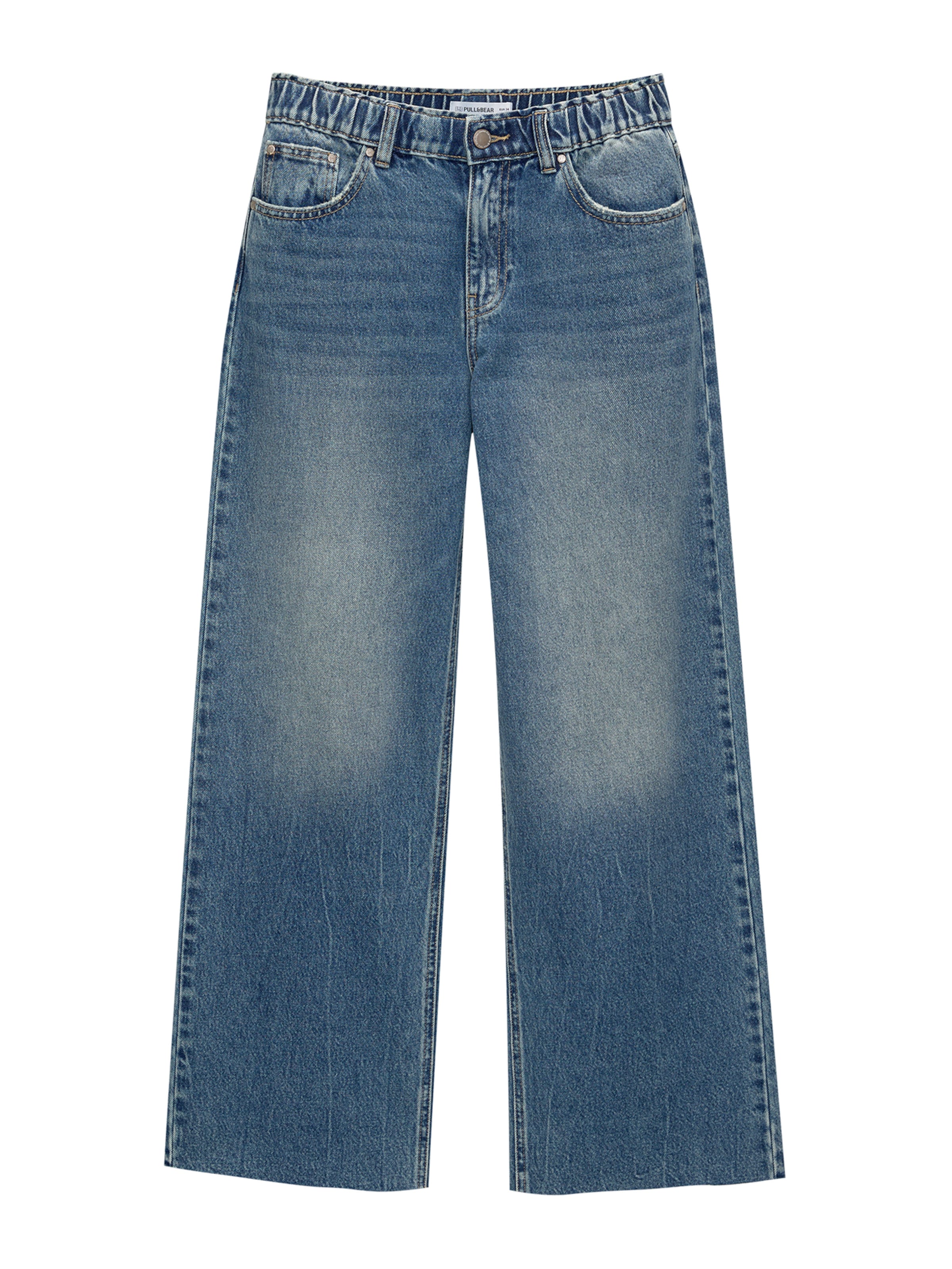 Pull&Bear Wide leg Jeans in Blauw: voorkant