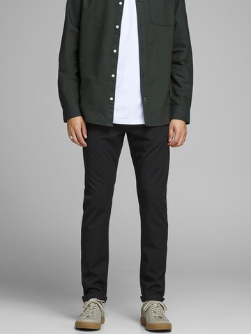 JACK & JONES regular Lærredsbukser 'Marco Connor 769' i sort: forside