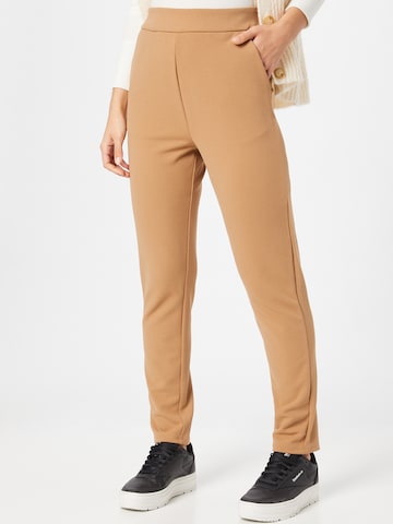 Coupe slim Pantalon 'Loan' VILA en beige : devant