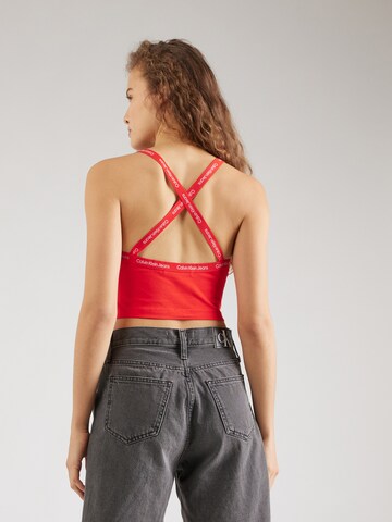 Calvin Klein Jeans Regular Cropped Tanktop mit Logo Tape ' ' in Rot