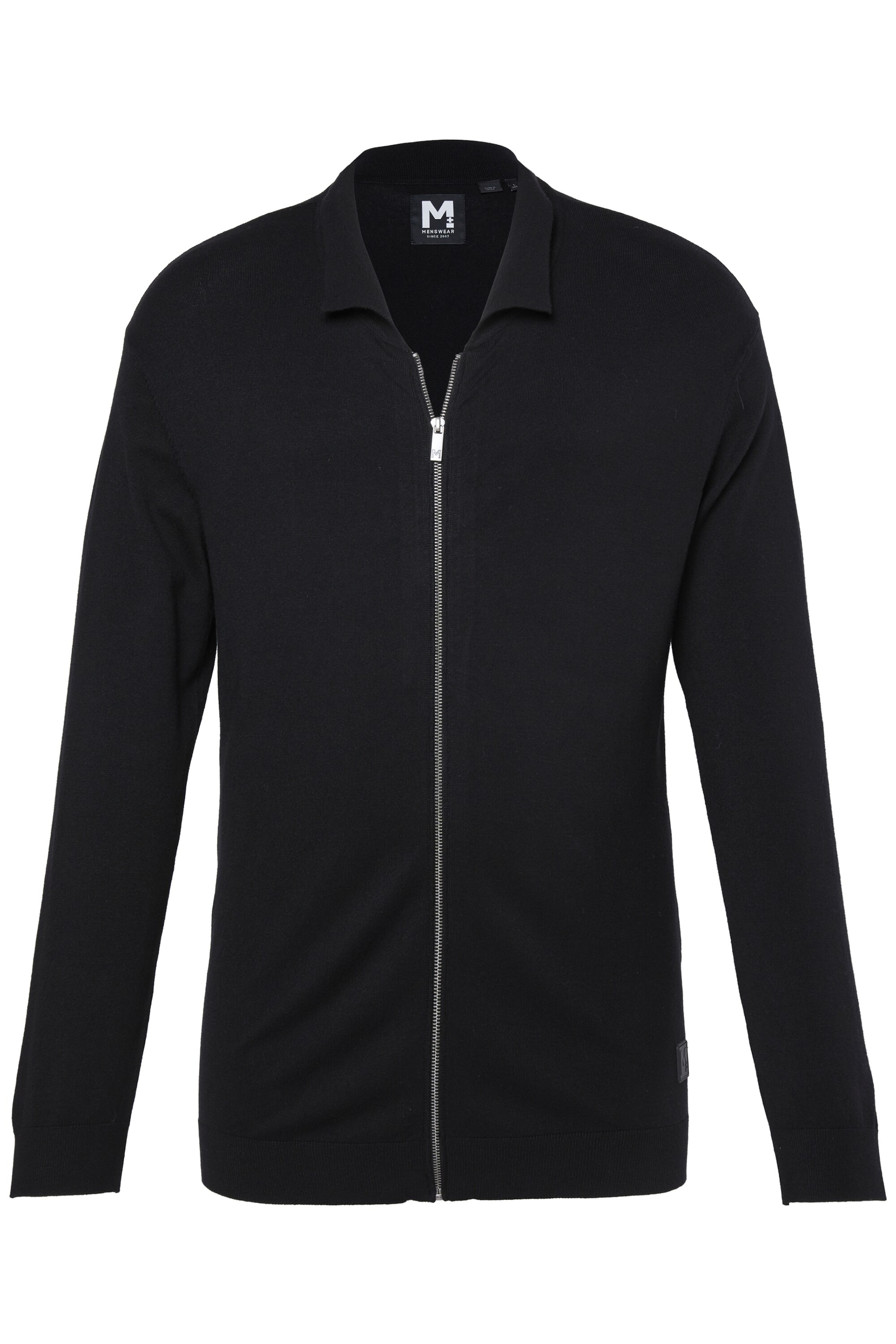 Men Plus Strickjacke in Schwarz: Vorderseite
