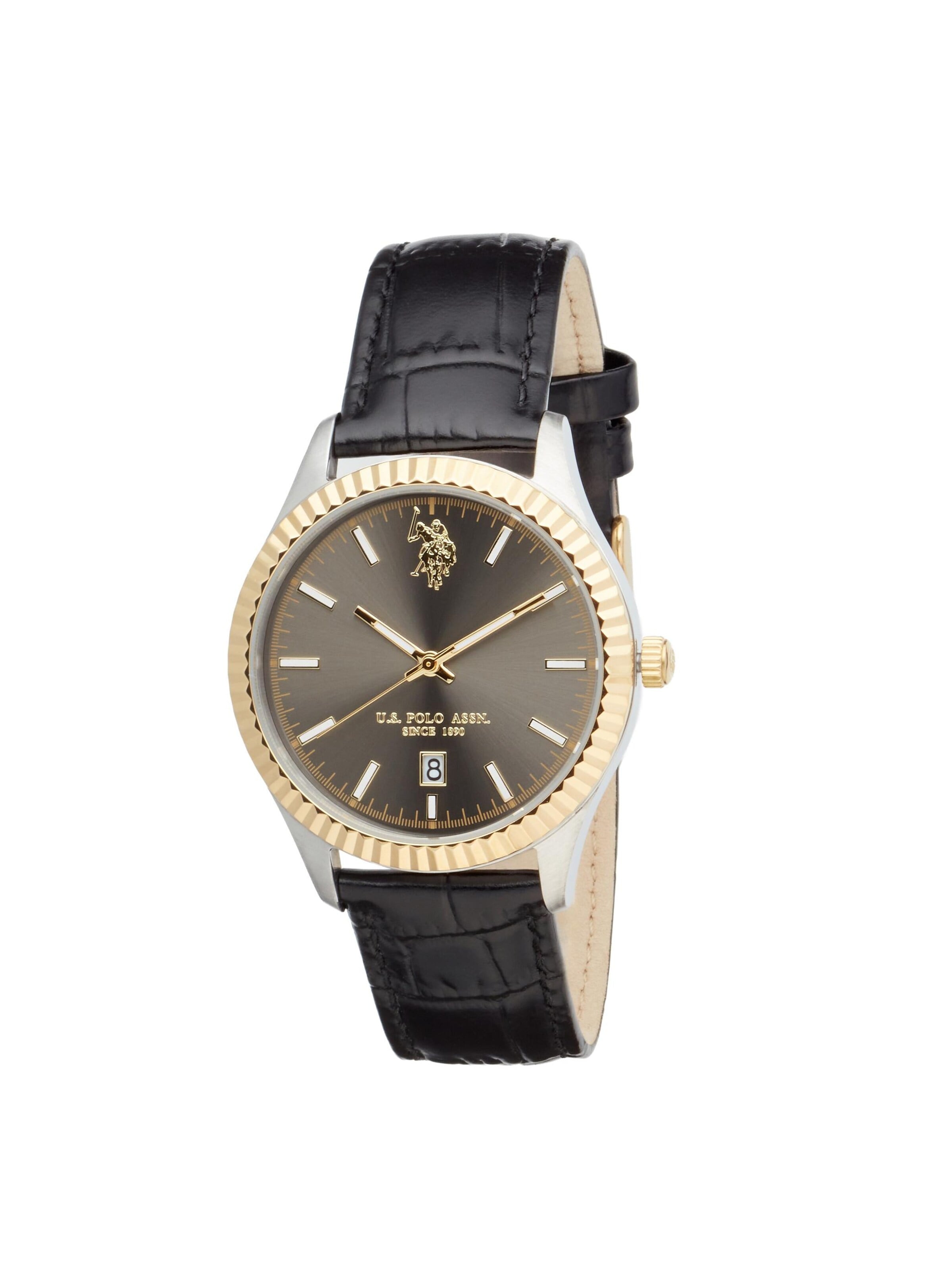 Montre à affichage analogique 'Brandon Leather' U.S. POLO ASSN. en gris : devant