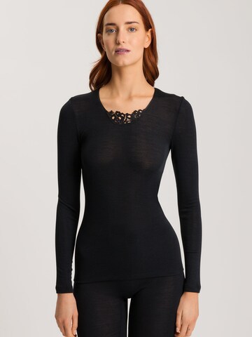 Maillot de corps ' Woolen Silk ' Hanro en noir : devant