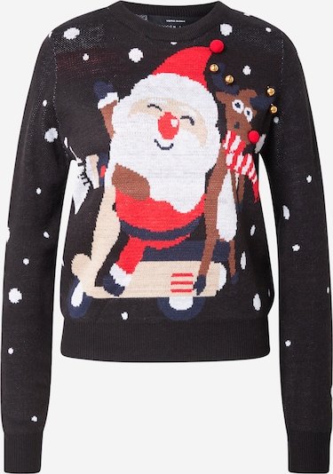 VERO MODA Pullover 'VMSANTA SCOOTER' in braun / rot / schwarz / weiß, Produktansicht