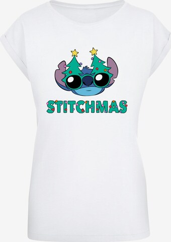 ABSOLUTE CULT Shirt 'Lilo And Stitch - Stitchmas Glasses' in Wit: voorkant