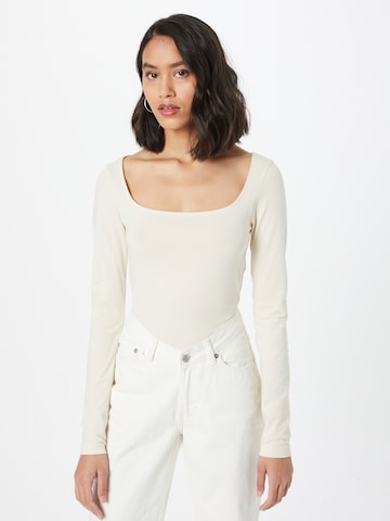 Urban Classics Shirt Bodysuit in Beige: front