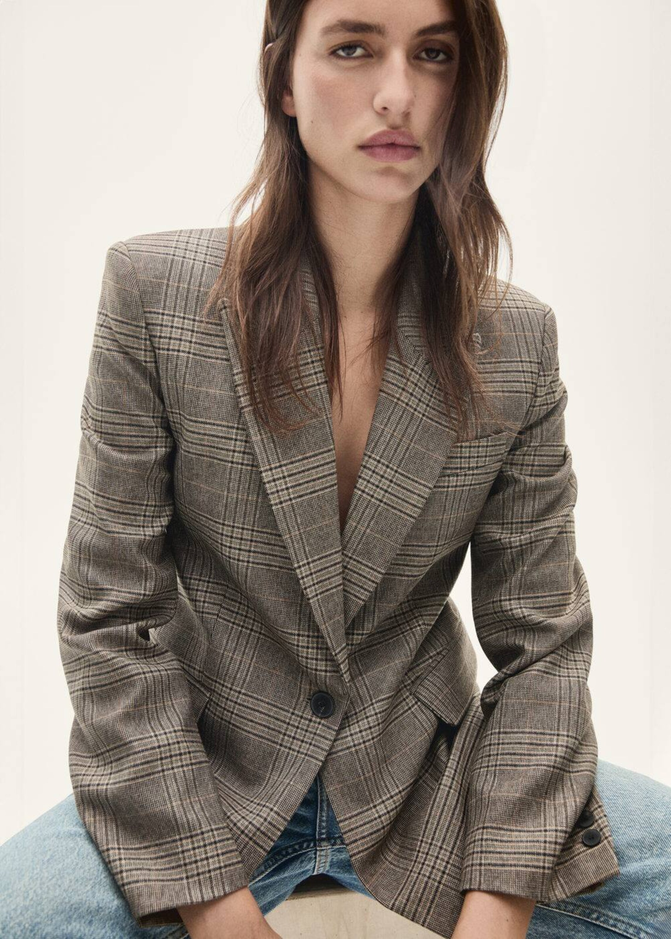 Mango pink check blazer outlet