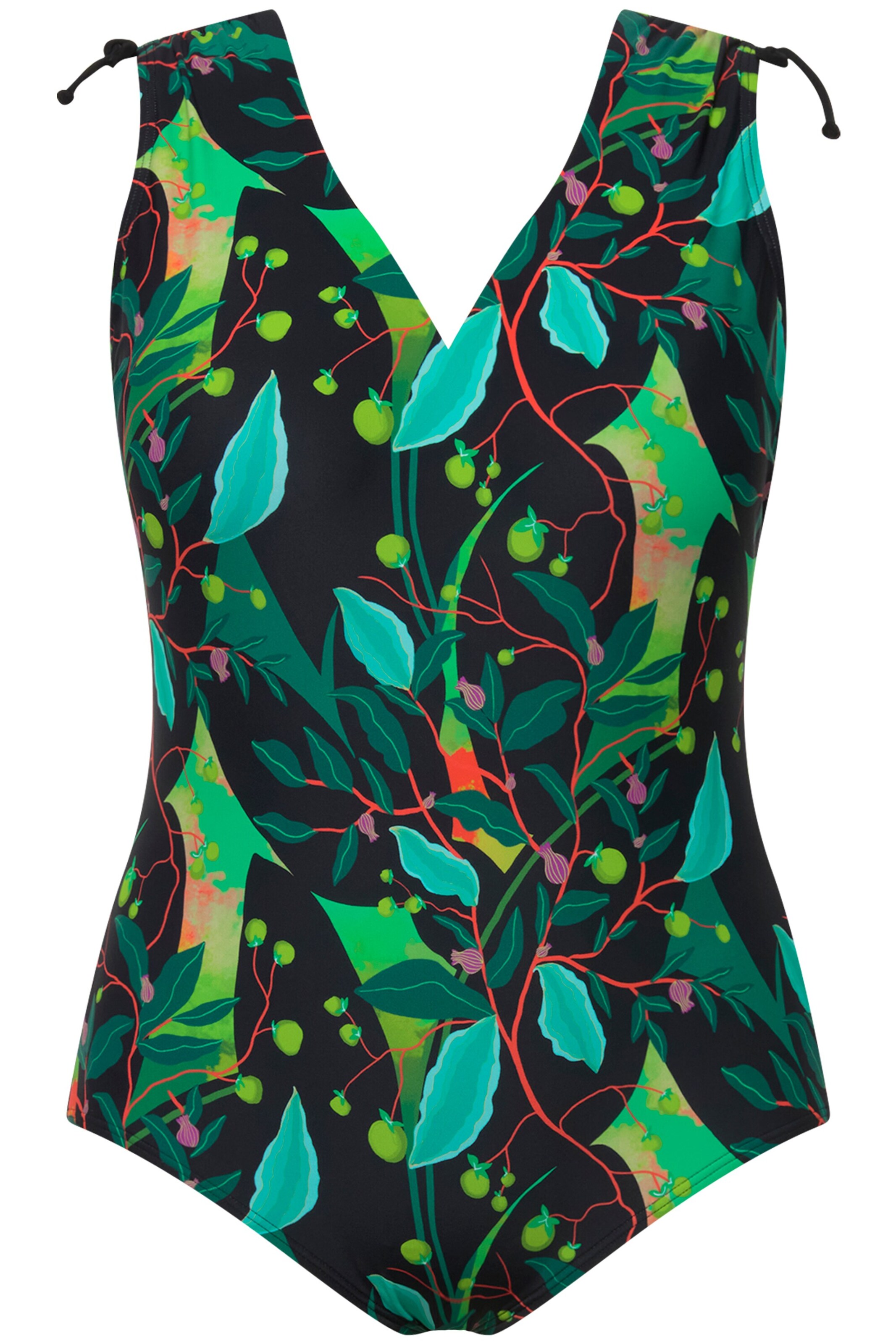 Ulla Popken Bustier Badeanzug in Grün: Vorderseite