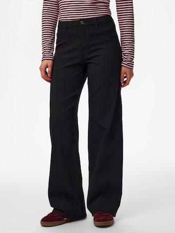 PIECES Wide leg Trousers 'PCSKIN' in Black: front