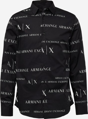 ARMANI EXCHANGE Средняя посадка Рубашка в Черный: спереди