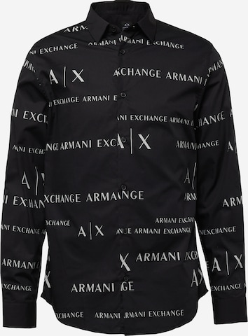 ARMANI EXCHANGE Regular fit Srajca | črna barva: sprednja stran