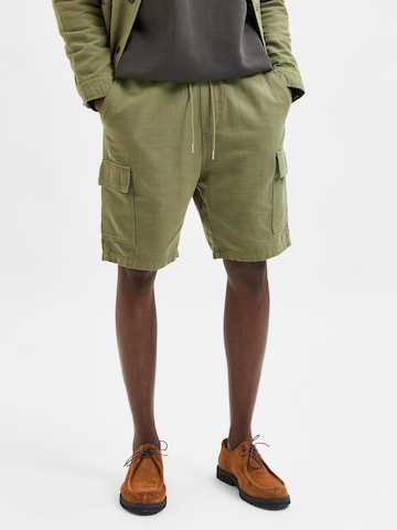 SELECTED HOMME Карго панталон 'Portland' в зелено: отпред
