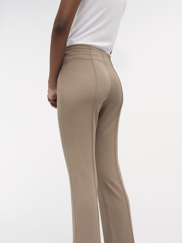 OBJECT Flared Pleat-Front Pants 'Iva Lisa' in Brown